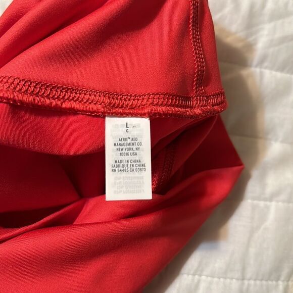 aerie L Vibrant Red Real Me 7/8 High Waisted Athletic Leggings - Picture 7 of 9